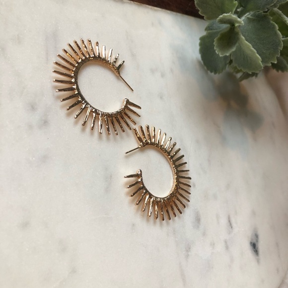 The Ruby - Textured Sunshine Hoop Earrings - Picture 4 of 6